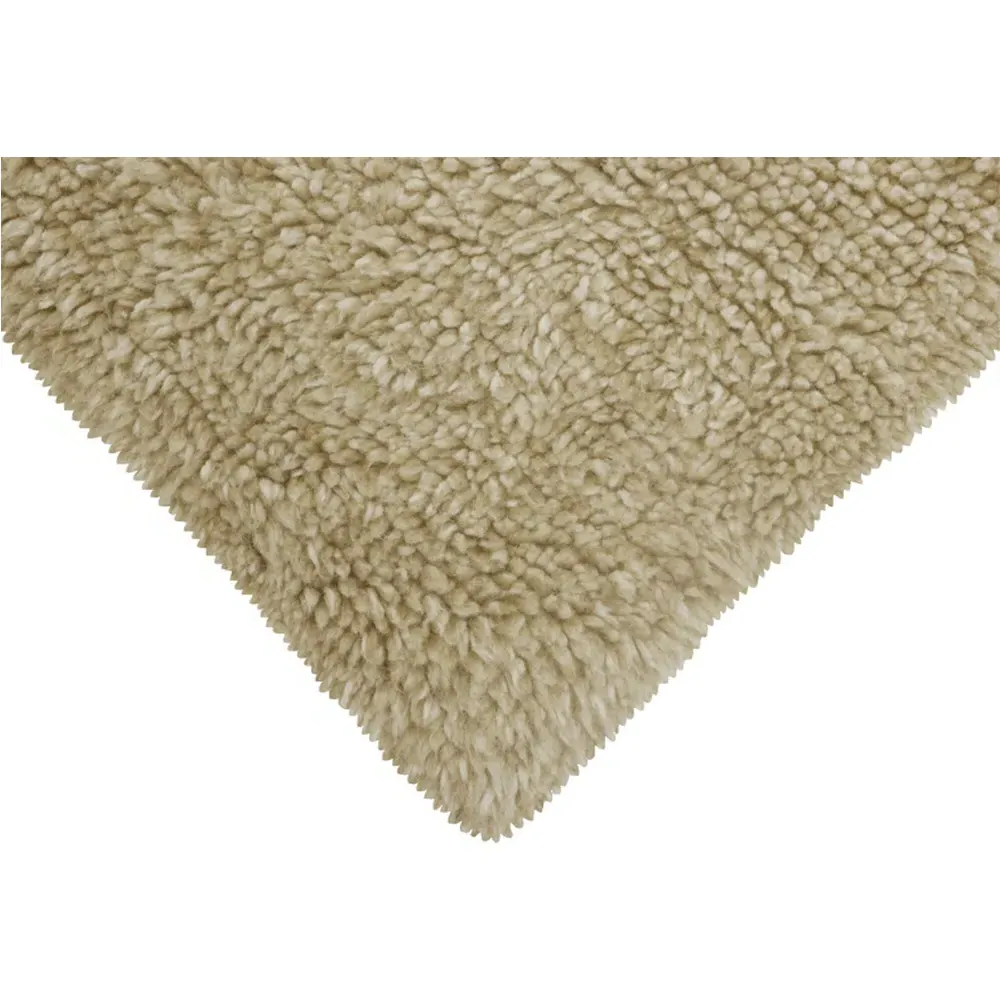 Tundra Wool Shag Washable Rug - Beige
