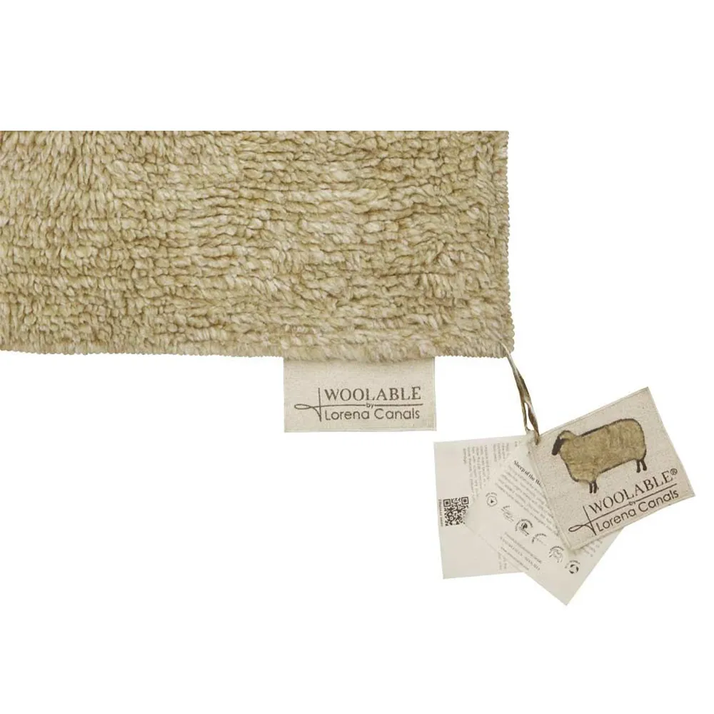 Tundra Wool Shag Washable Rug - Beige