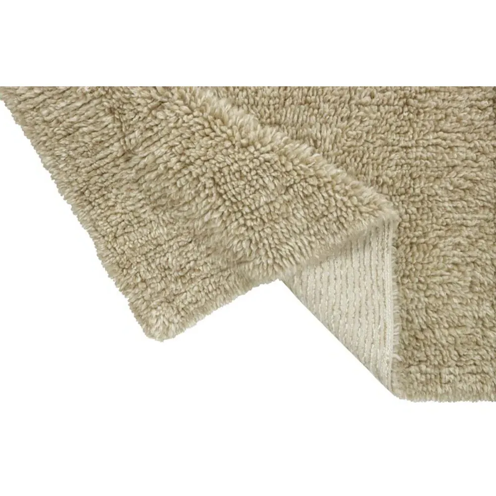 Tundra Wool Shag Washable Rug - Beige