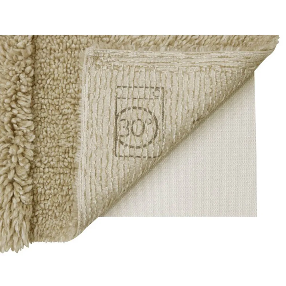 Tundra Wool Shag Washable Rug - Beige