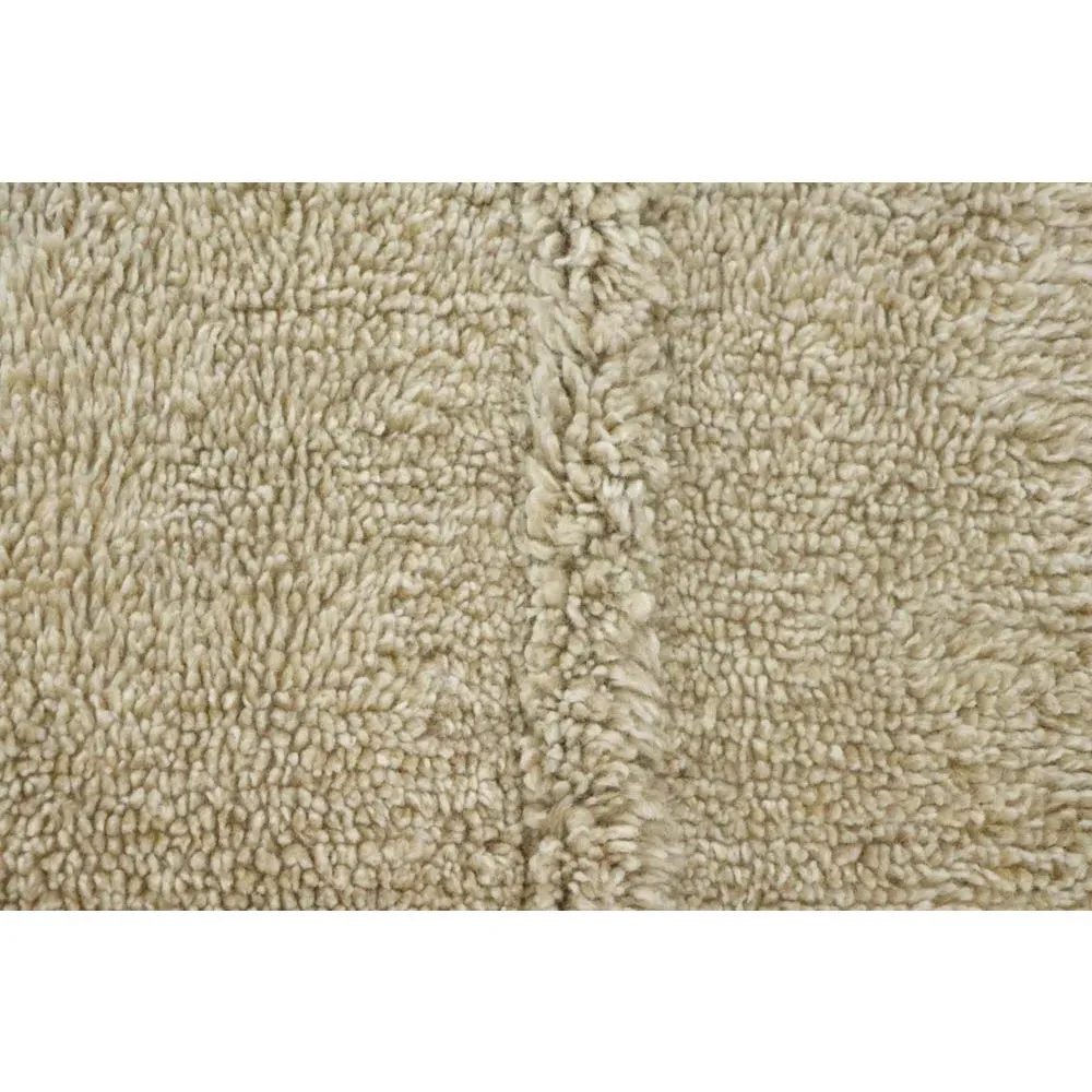 Tundra Wool Shag Washable Rug - Beige