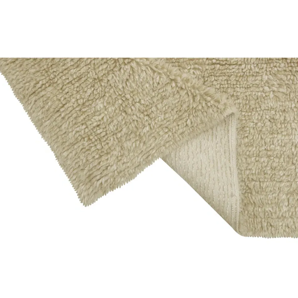 Tundra Wool Shag Washable Rug - Beige
