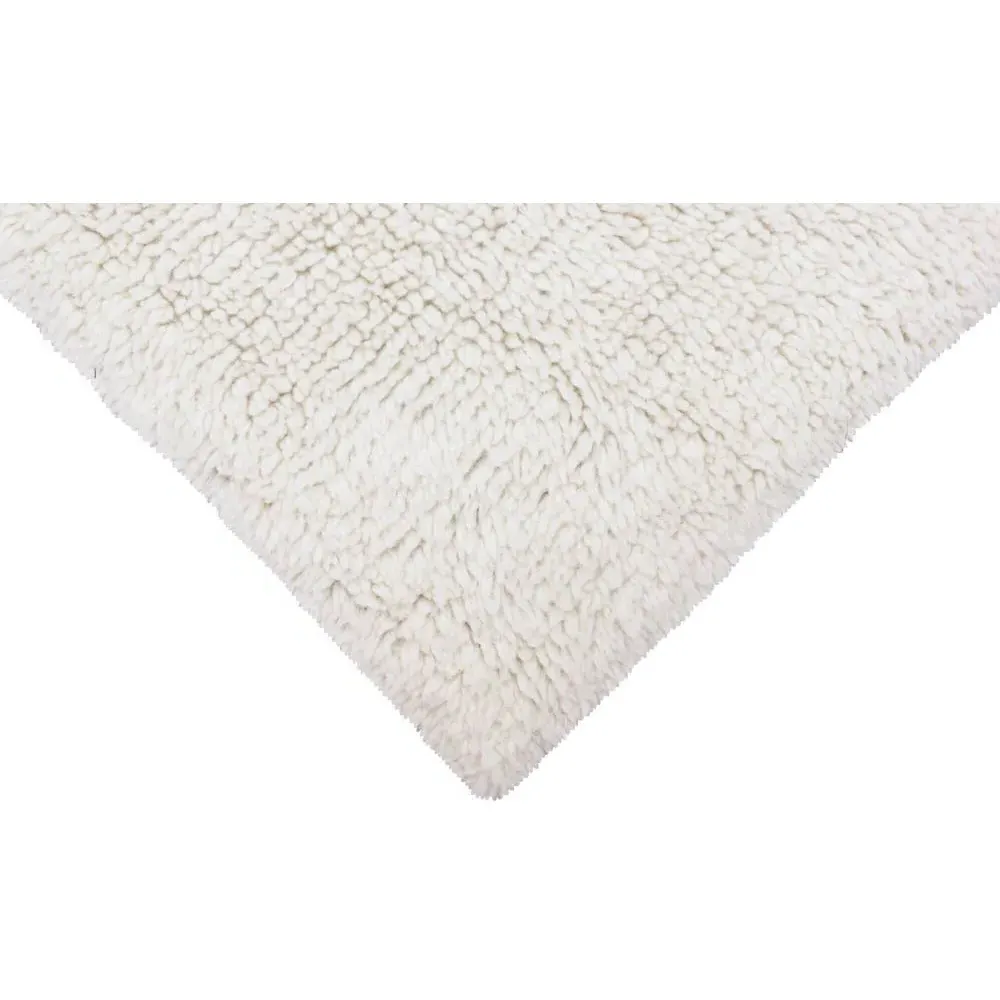 Tundra Wool Shag Washable Rug - White
