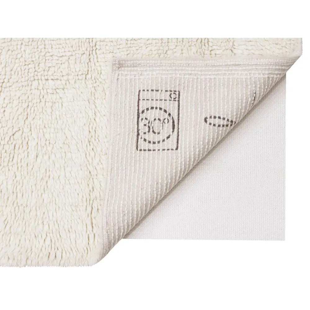 Tundra Wool Shag Washable Rug - White