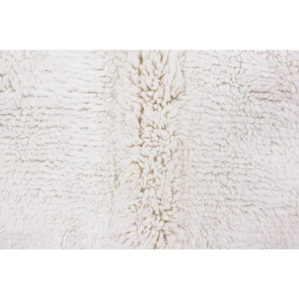 Tundra Wool Shag Washable Rug - White