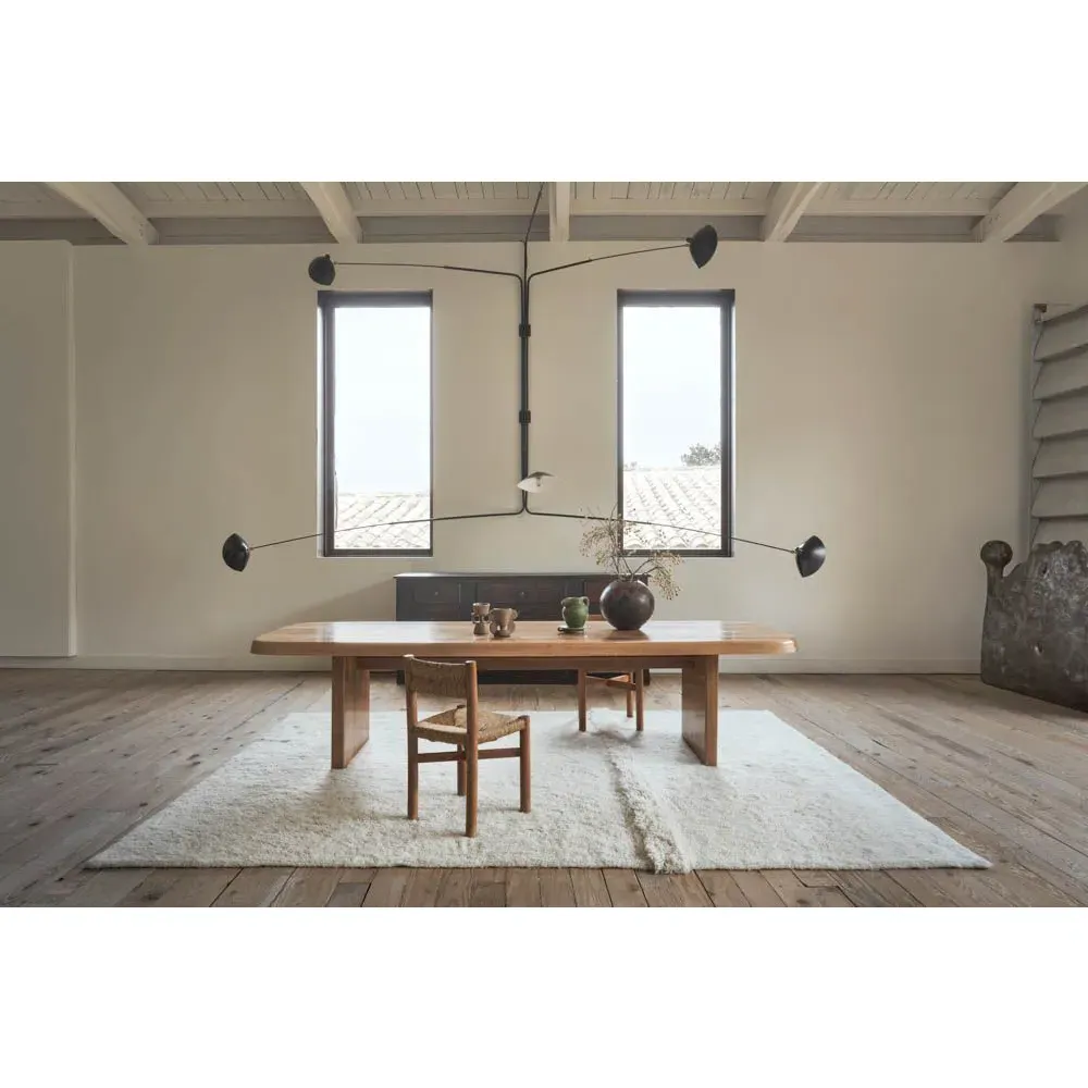 Tundra Wool Shag Washable Rug - White