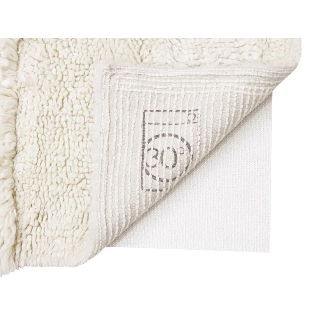 Tundra Wool Shag Washable Rug - White