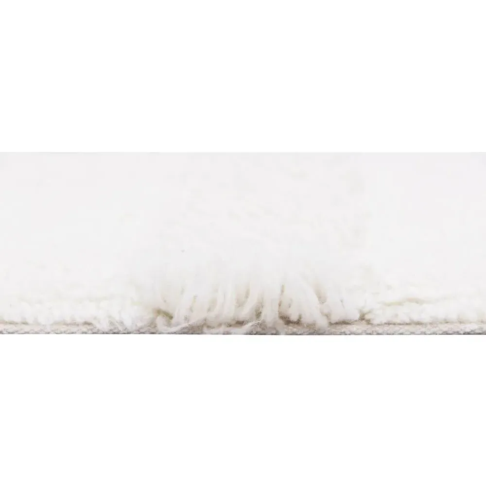Tundra Wool Shag Washable Rug - White