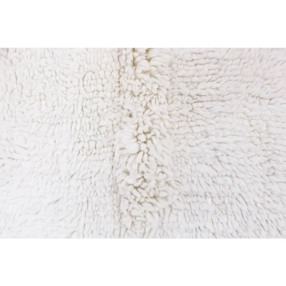 Tundra Wool Shag Washable Rug - White