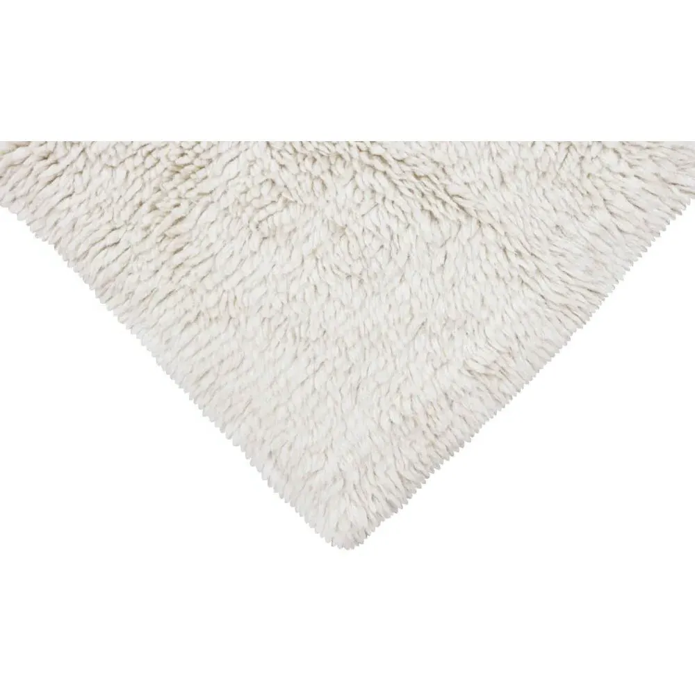 Tundra Wool Shag Washable Rug - White