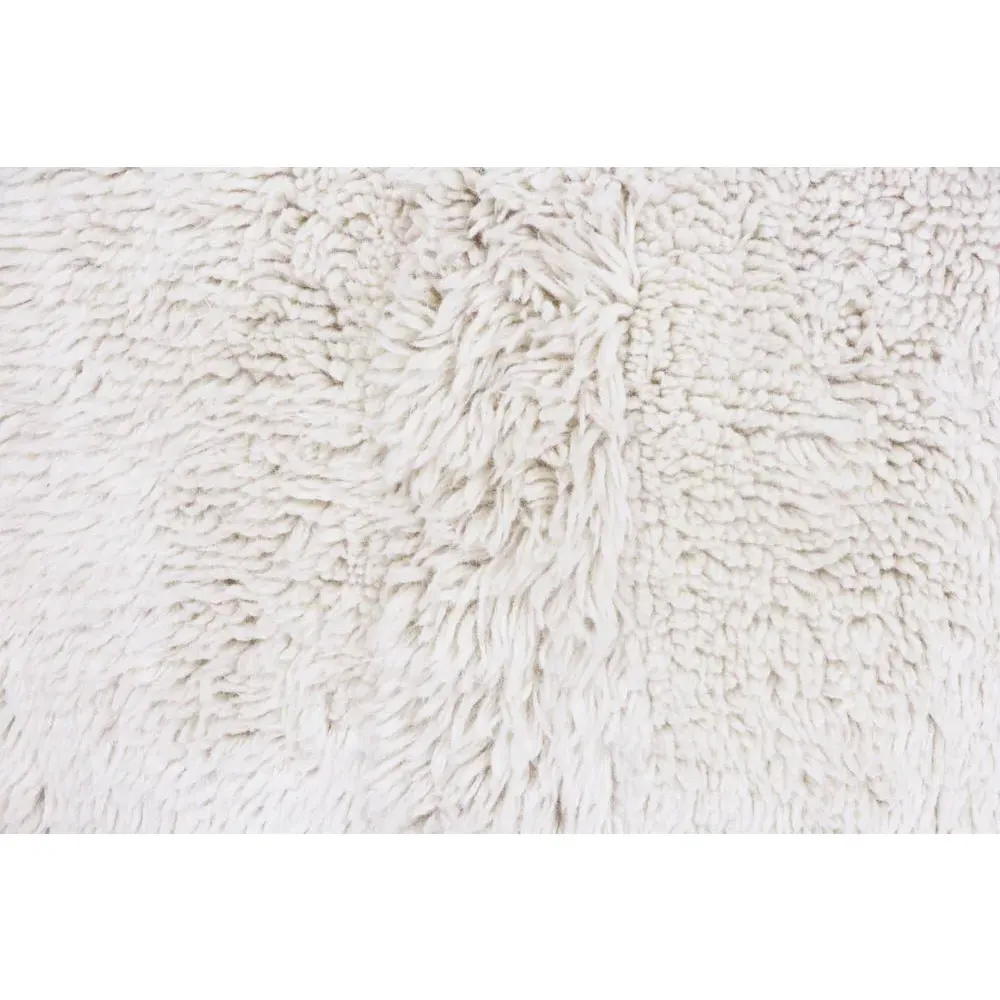 Tundra Wool Shag Washable Rug - White