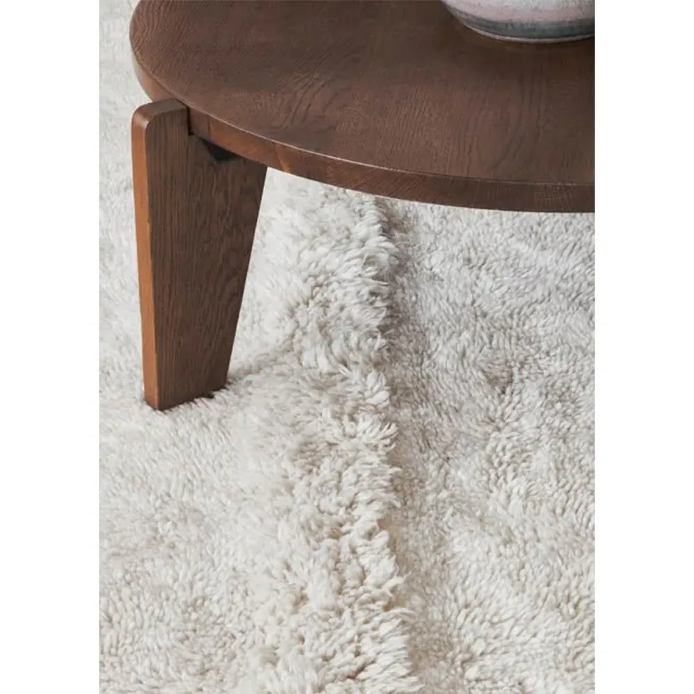 Tundra Wool Shag Washable Rug - White