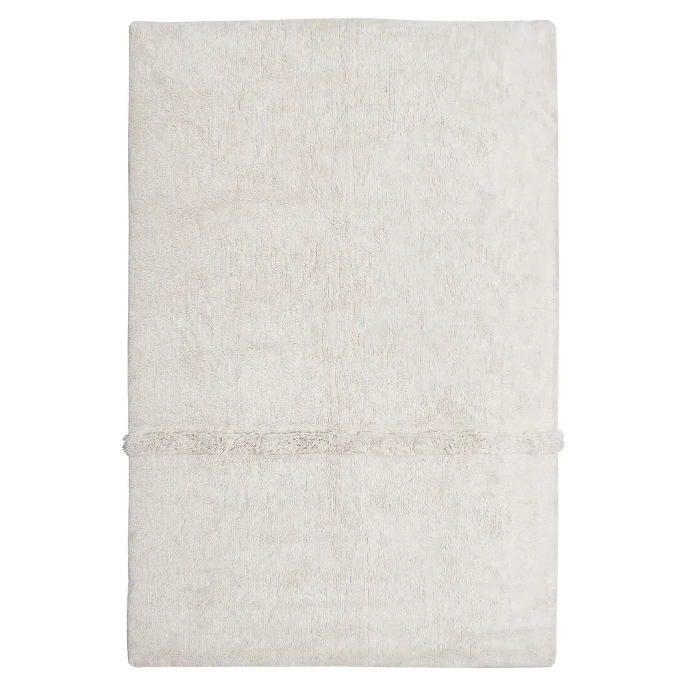 Tundra Wool Shag Washable Rug - White