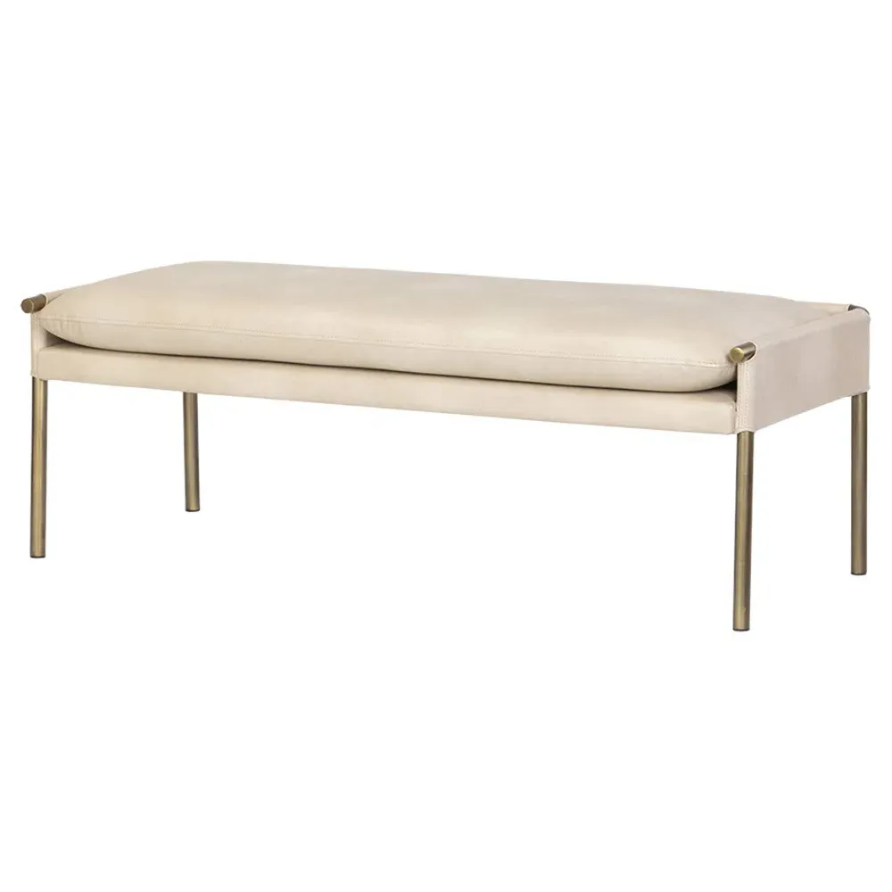 Turner Bedroom Bench - Beige, Faux Leather