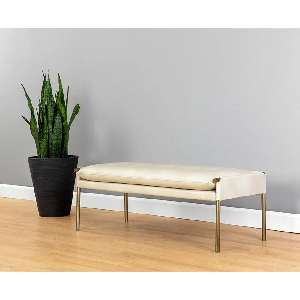 Turner Bedroom Bench - Beige, Faux Leather