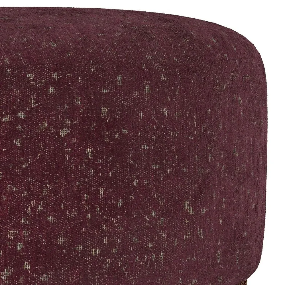 Twyla Round Ottoman with Brass Fringe - Bordeaux, Chenille
