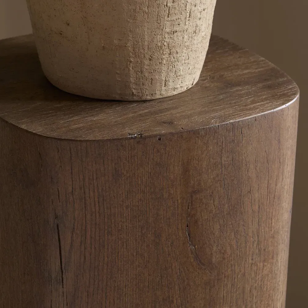 Tyla Pedestal Accent Table - Brown, Oak