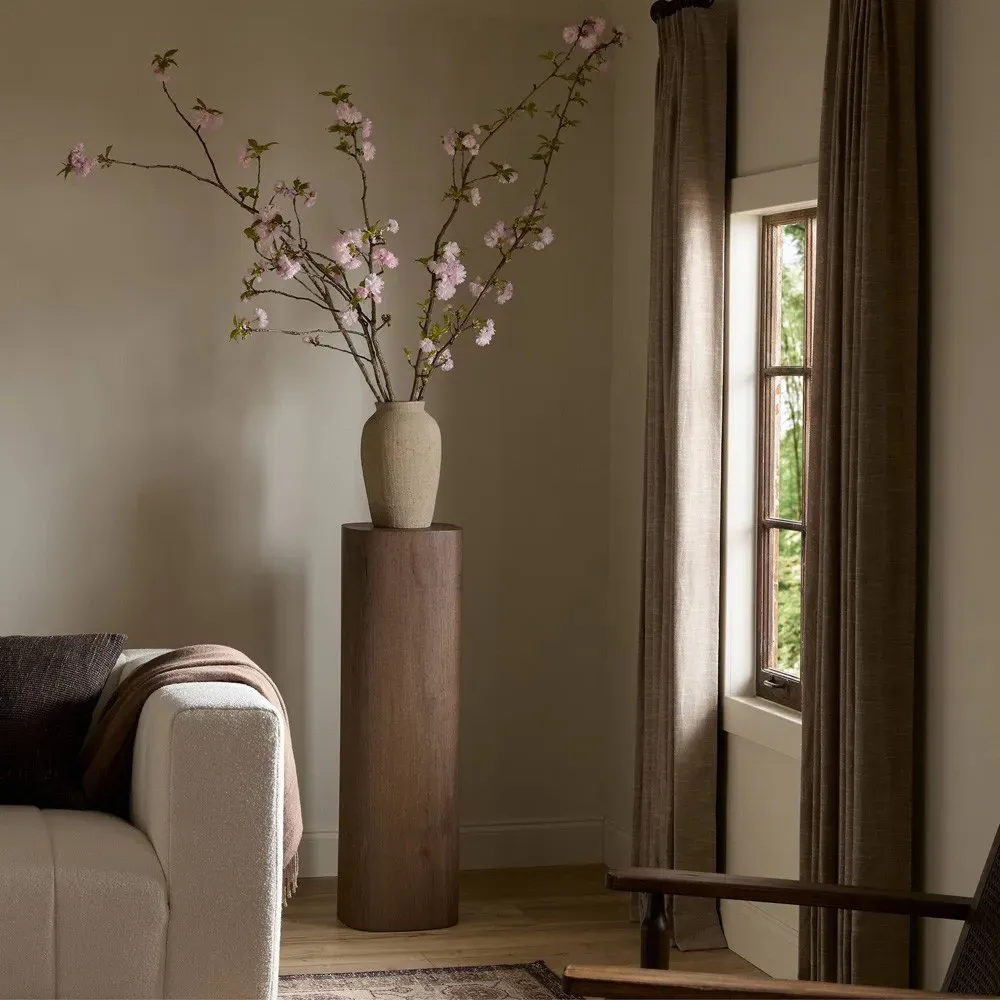 Tyla Pedestal Accent Table - Brown, Oak