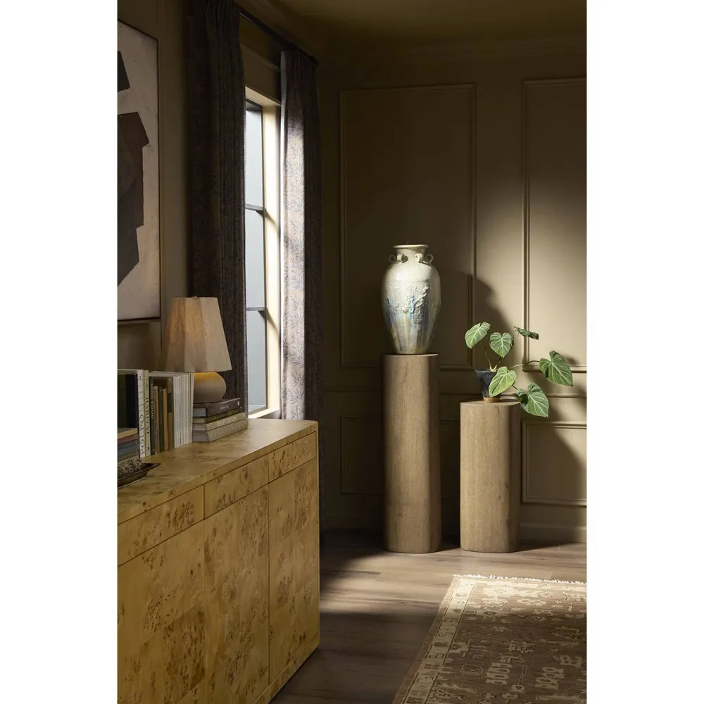 Tyla Pedestal Accent Table - Brown, Oak