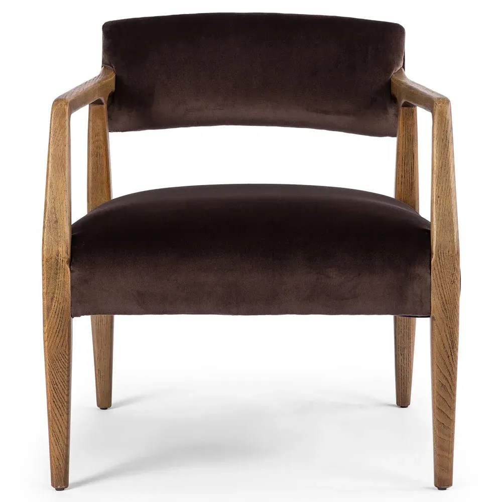 Tyler Arm Chair - Cocoa, Velvet