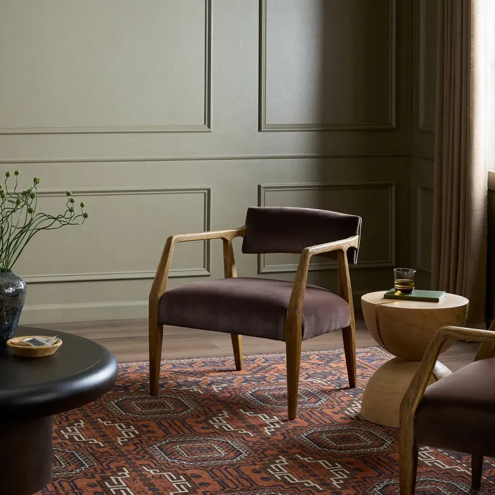 Tyler Arm Chair - Cocoa, Velvet