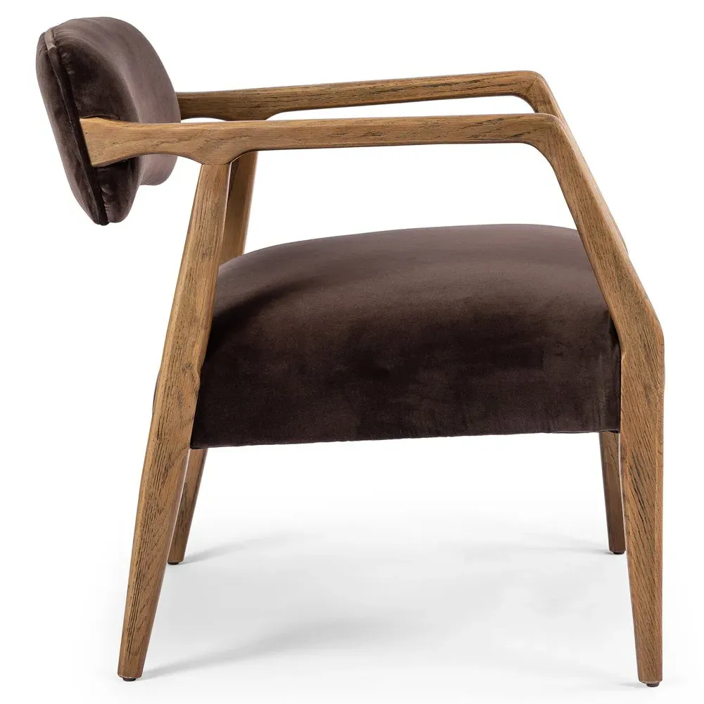 Tyler Arm Chair - Cocoa, Velvet
