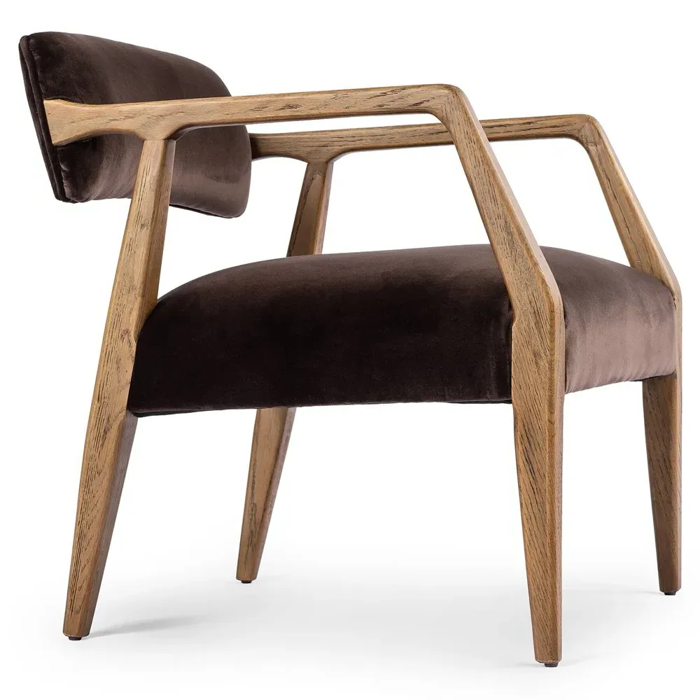 Tyler Arm Chair - Cocoa, Velvet