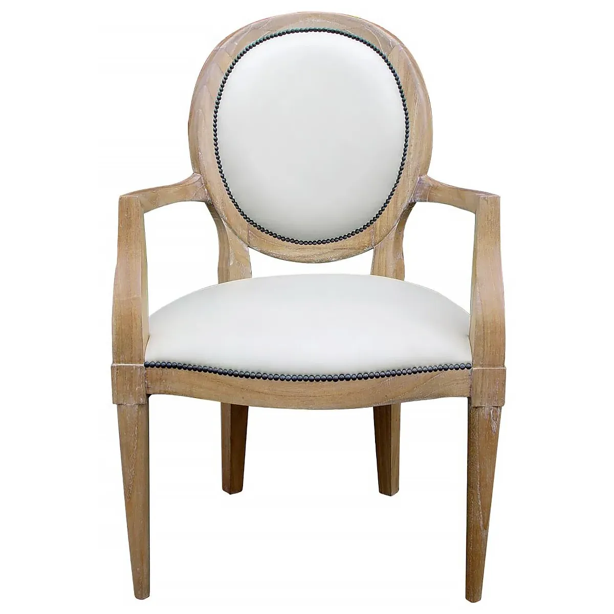 Tyler King Louis Dining Chair - White, Leather image