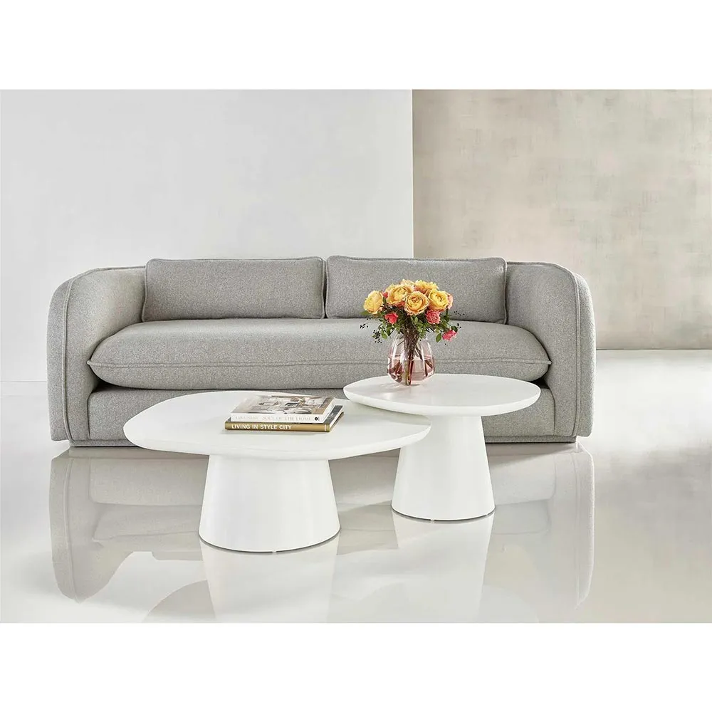 Tyler Oval Nesting Coffee Table Set - White, Plaster