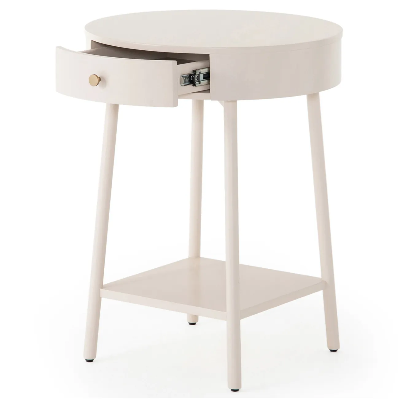 Tyra 1 Drawer Nightstand with Shelf - White, Wood