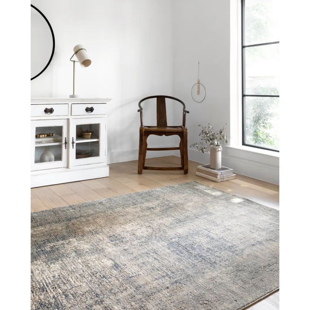 Ulandra Abstract Patterned Rug Sample - Blue, Polypropylene