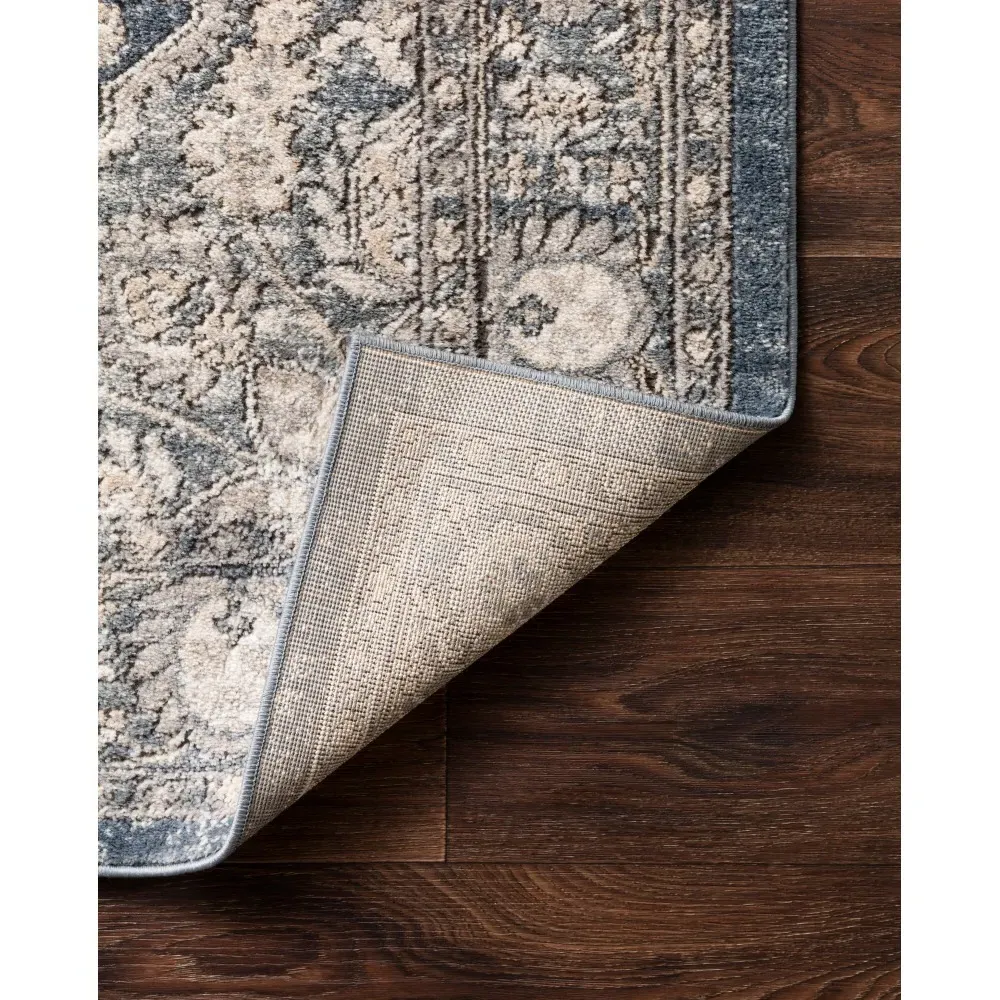 Ulandra Floral Patterned Rug - Blue Grey