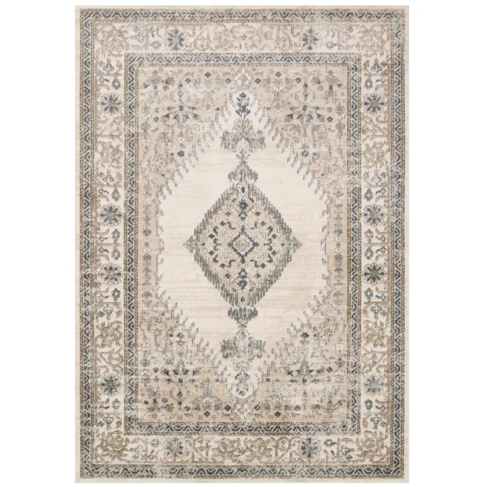 Ulandra Floral Patterned Rug - Brown, Polypropylene