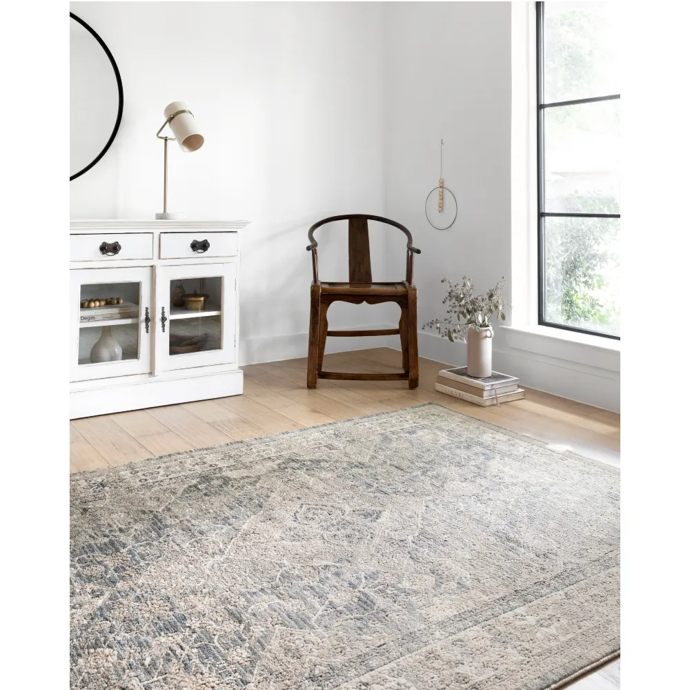 Ulandra Floral Patterned Rug Sample - Beige, Polypropylene