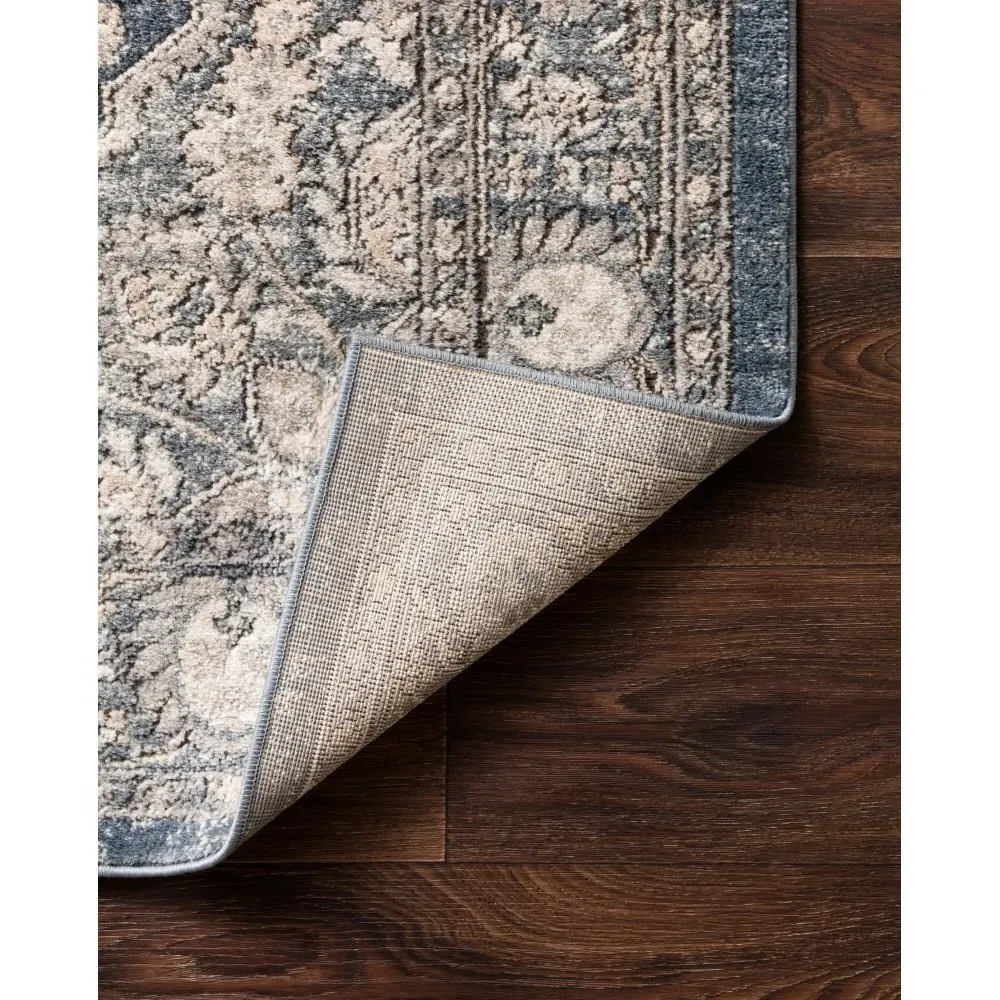 Ulandra Floral Patterned Rug Sample - Blue Grey