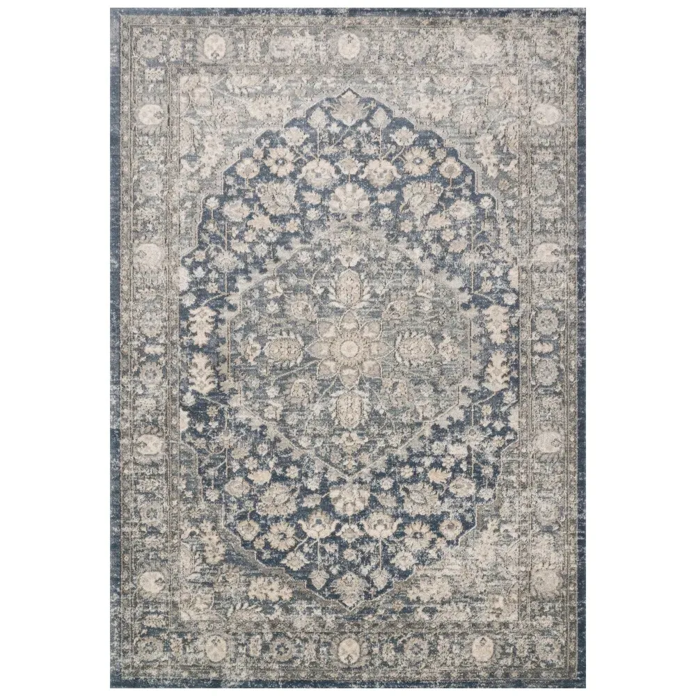 Ulandra Floral Patterned Rug Sample - Blue Grey image
