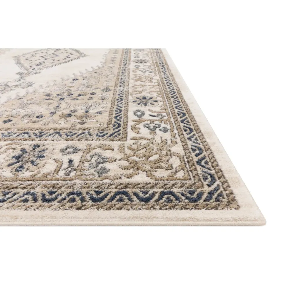 Ulandra Floral Patterned Runner Rug - Brown, Polypropylene