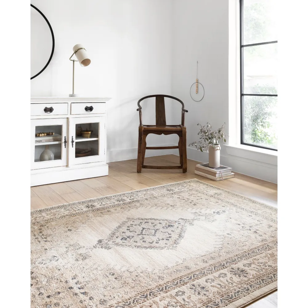 Ulandra Floral Patterned Runner Rug - Brown, Polypropylene