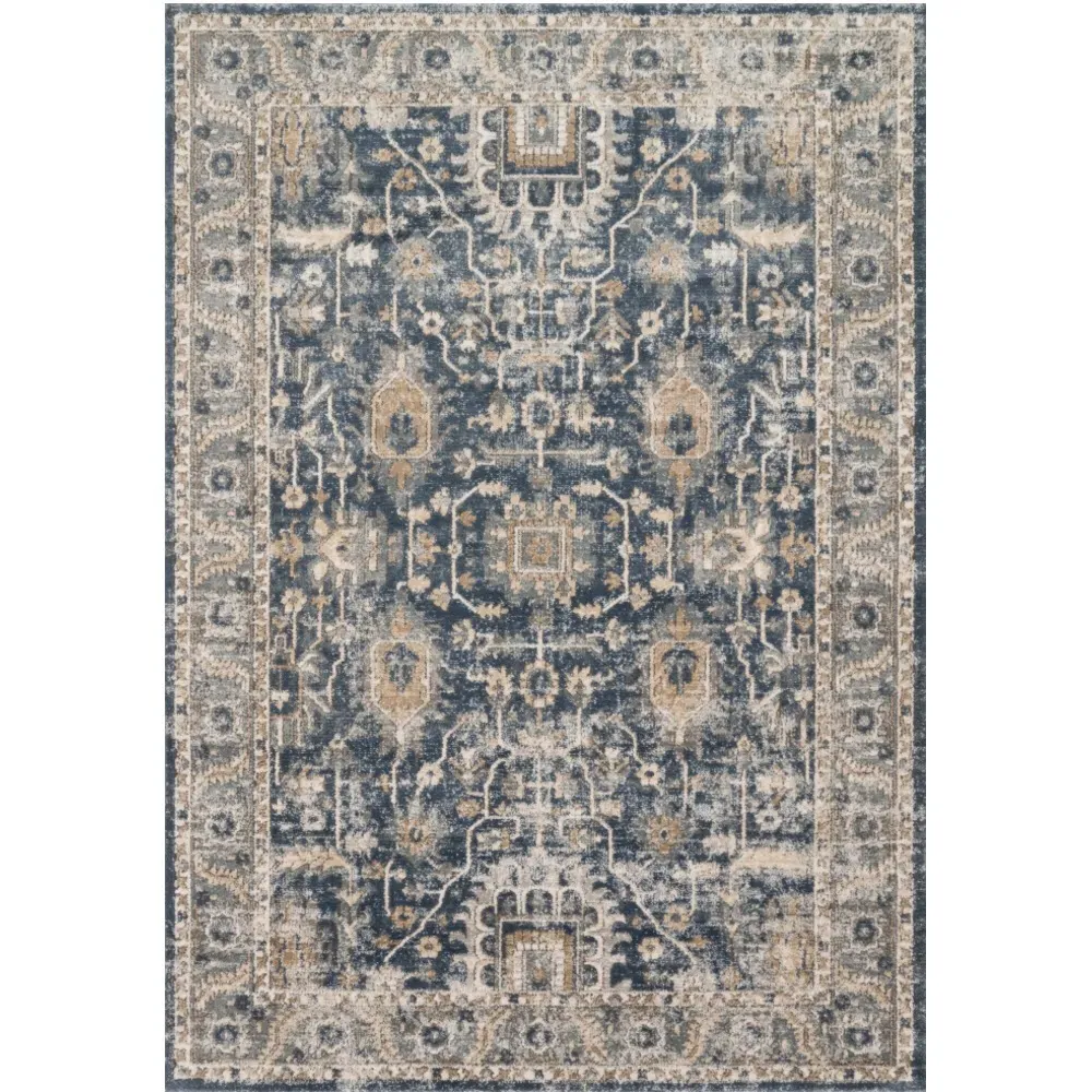 Ulandra Patterned Rug - Blue, Polypropylene