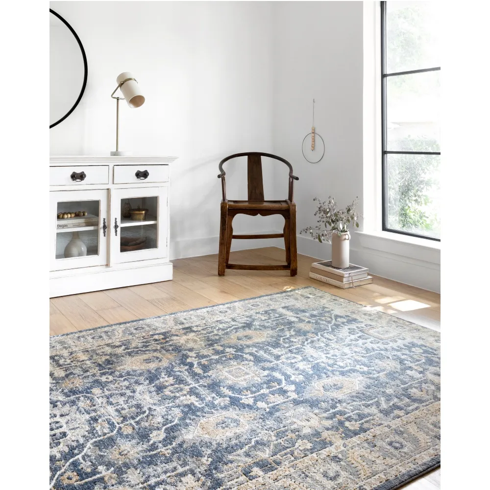 Ulandra Patterned Rug - Blue, Polypropylene