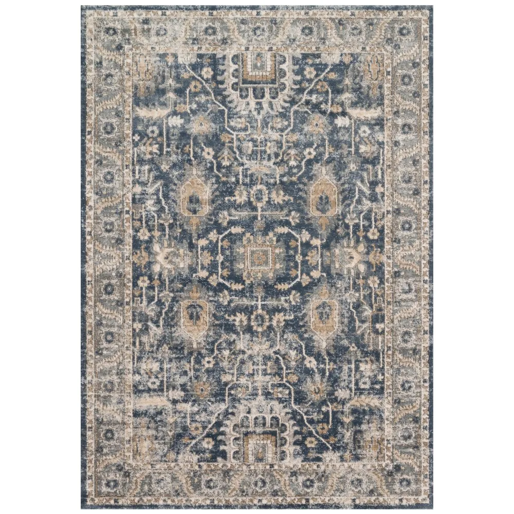 Ulandra Patterned Rug - Blue, Polypropylene