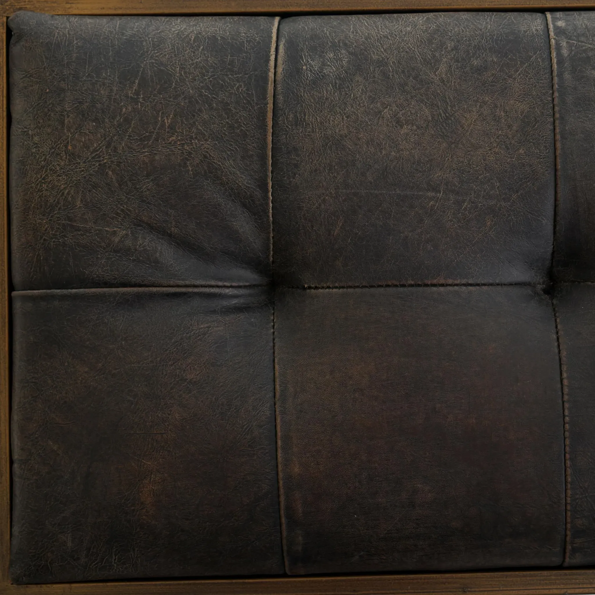 Ulysses Industrial Lodge Tufted Bench - Dark Brown, Leather
