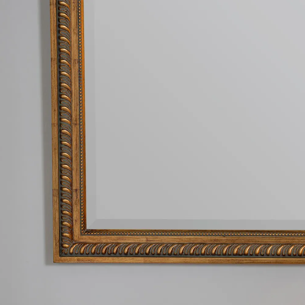 Ulysses Large Beveled Frame Wall Mirror - Antique Gold, Resin