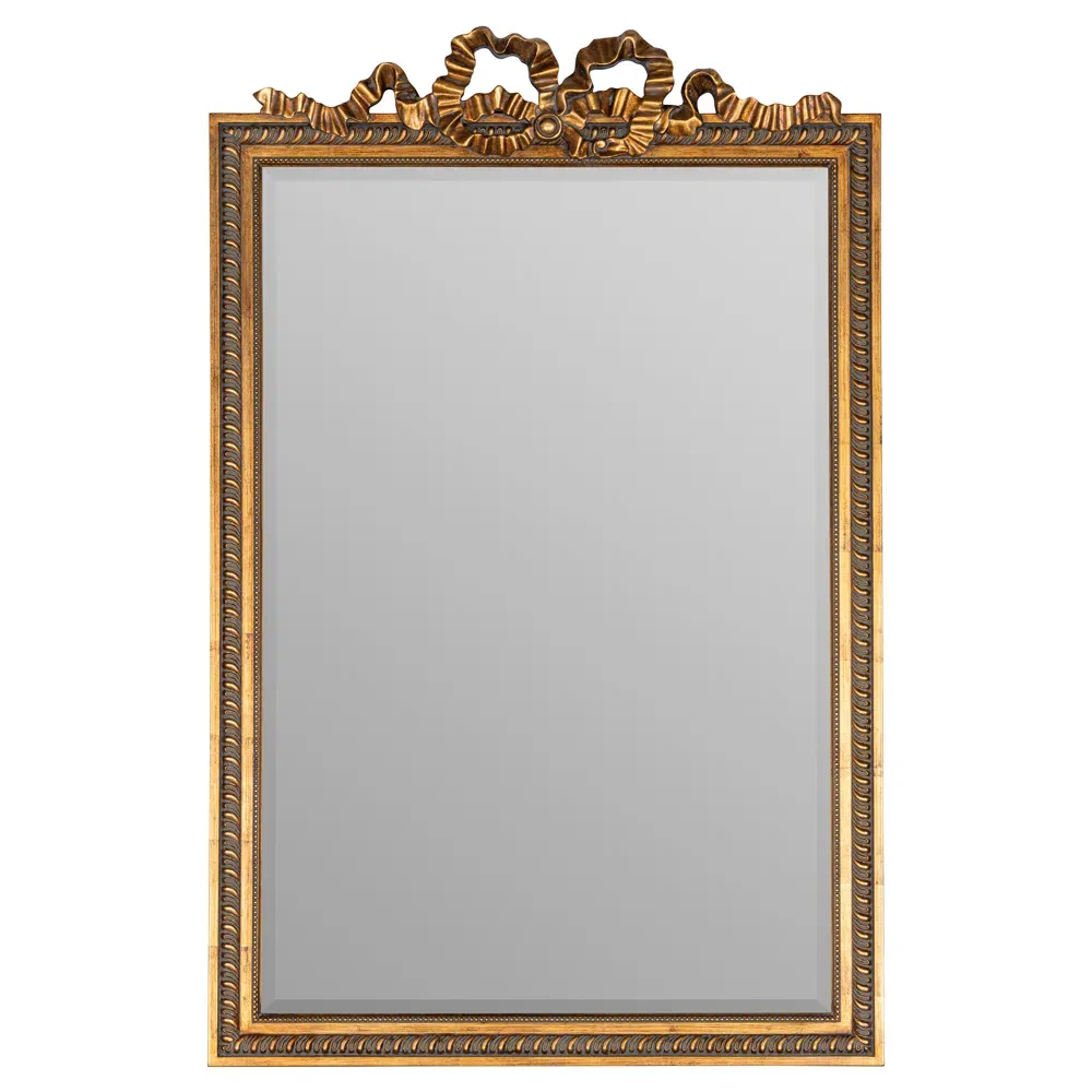 Ulysses Large Beveled Frame Wall Mirror - Antique Gold, Resin
