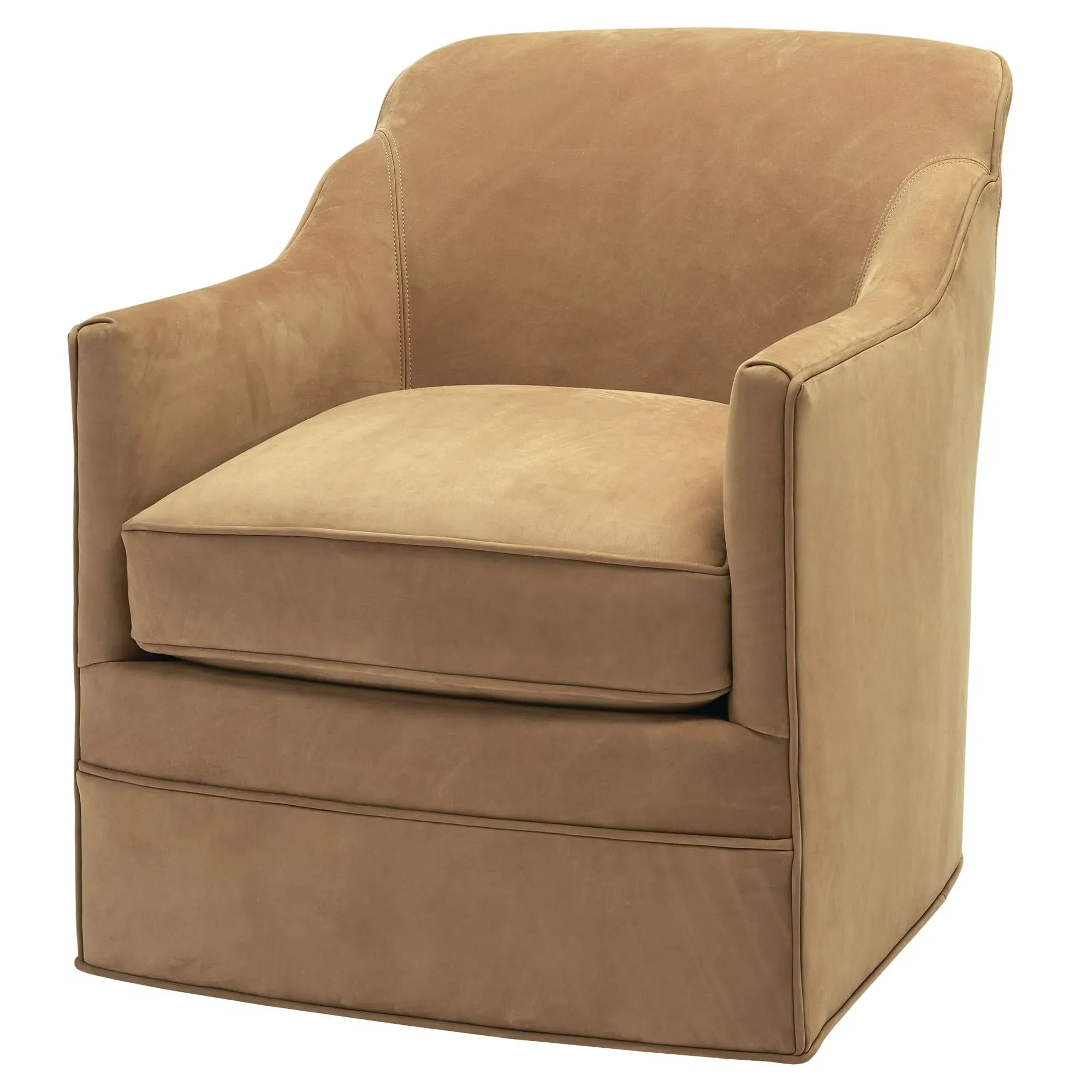 Urmila Swivel Arm Chair - Camel Brown, Leather image