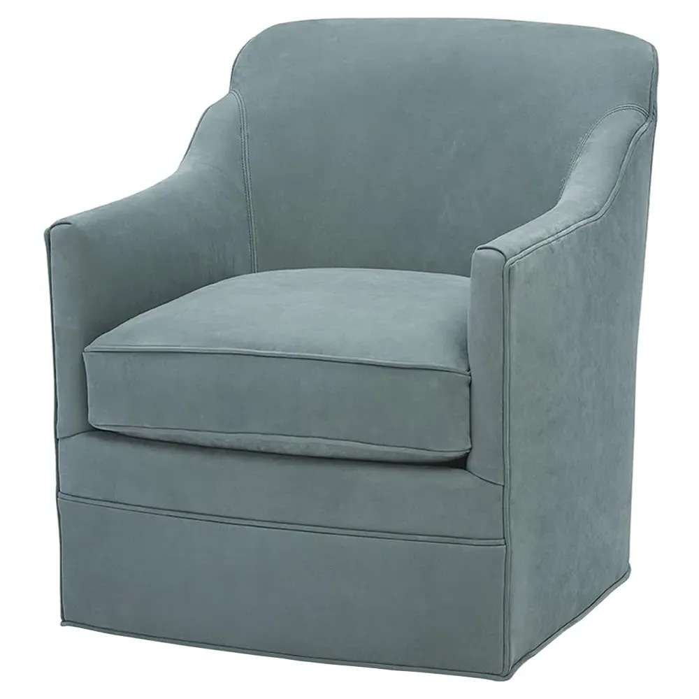 Urmila Swivel Arm Chair - Slate Blue, Leather