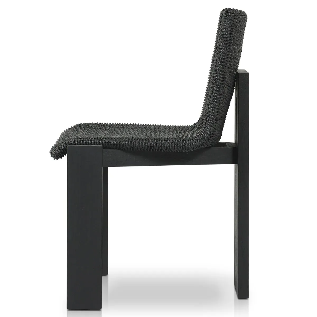 Ursula Woven Hyacinth Outdoor Dining Chair - Black, Teak
