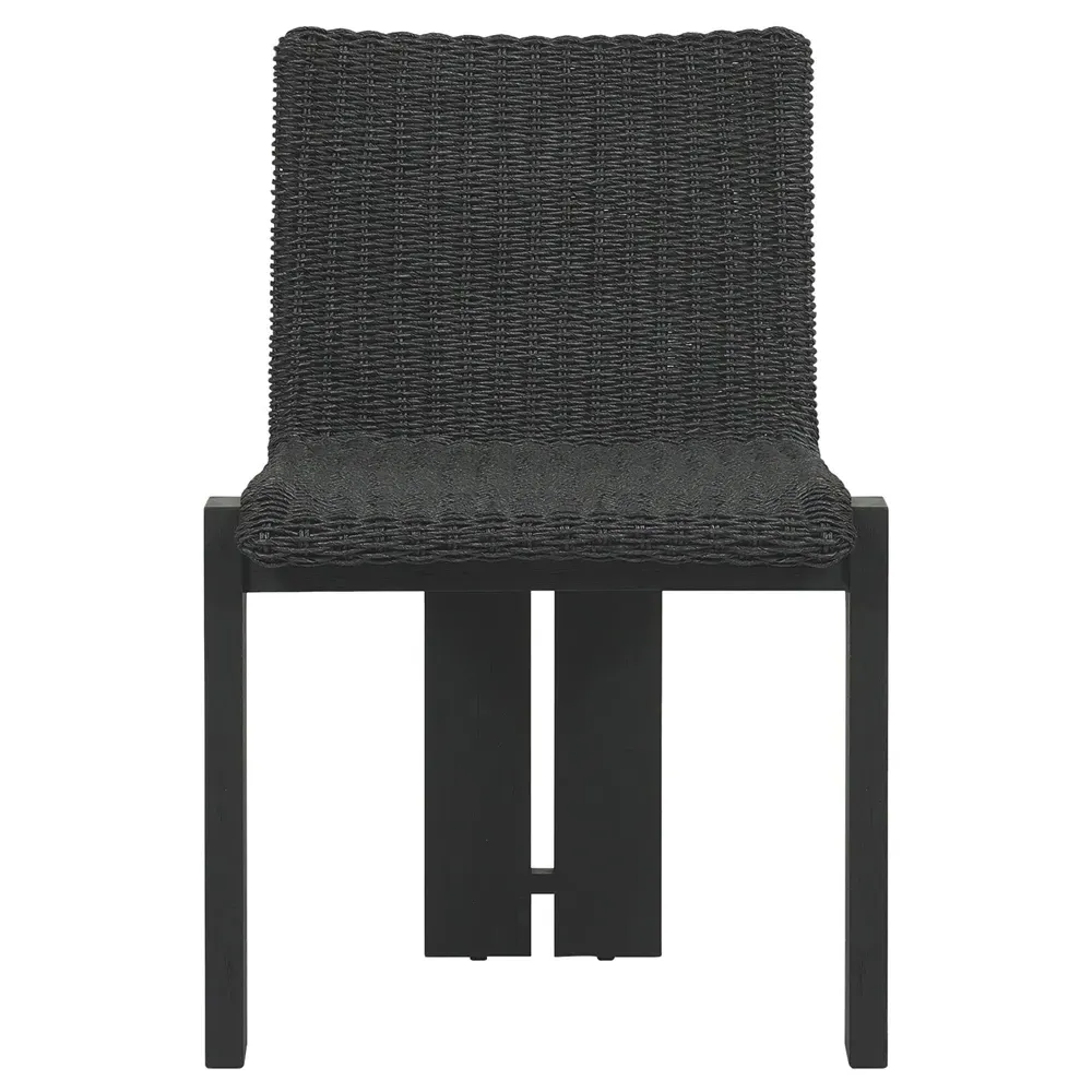 Ursula Woven Hyacinth Outdoor Dining Chair - Black, Teak image
