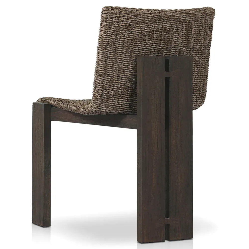 Ursula Woven Hyacinth Outdoor Dining Chair - Brown, Teak