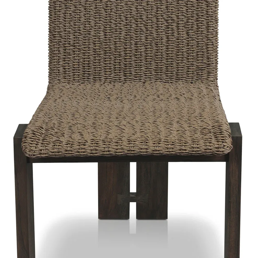 Ursula Woven Hyacinth Outdoor Dining Chair - Brown, Teak